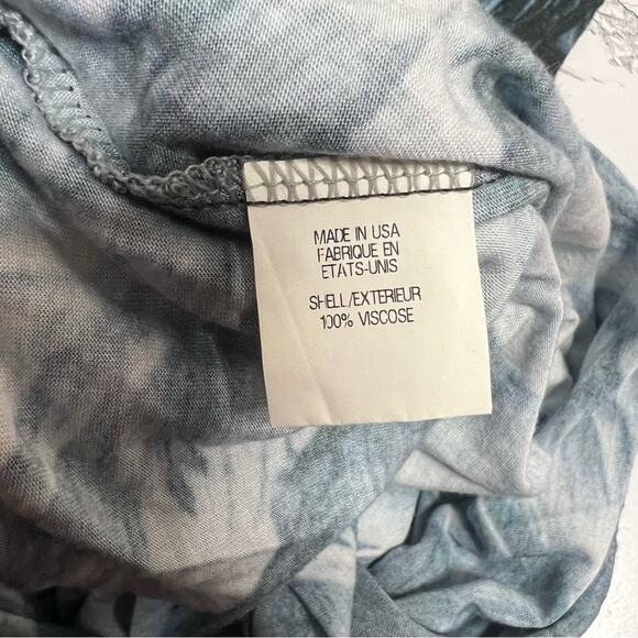 Helmut Lang Draped Bird Print Asymmetric Dress Blue Grey Sz M - Picture 6 of 6